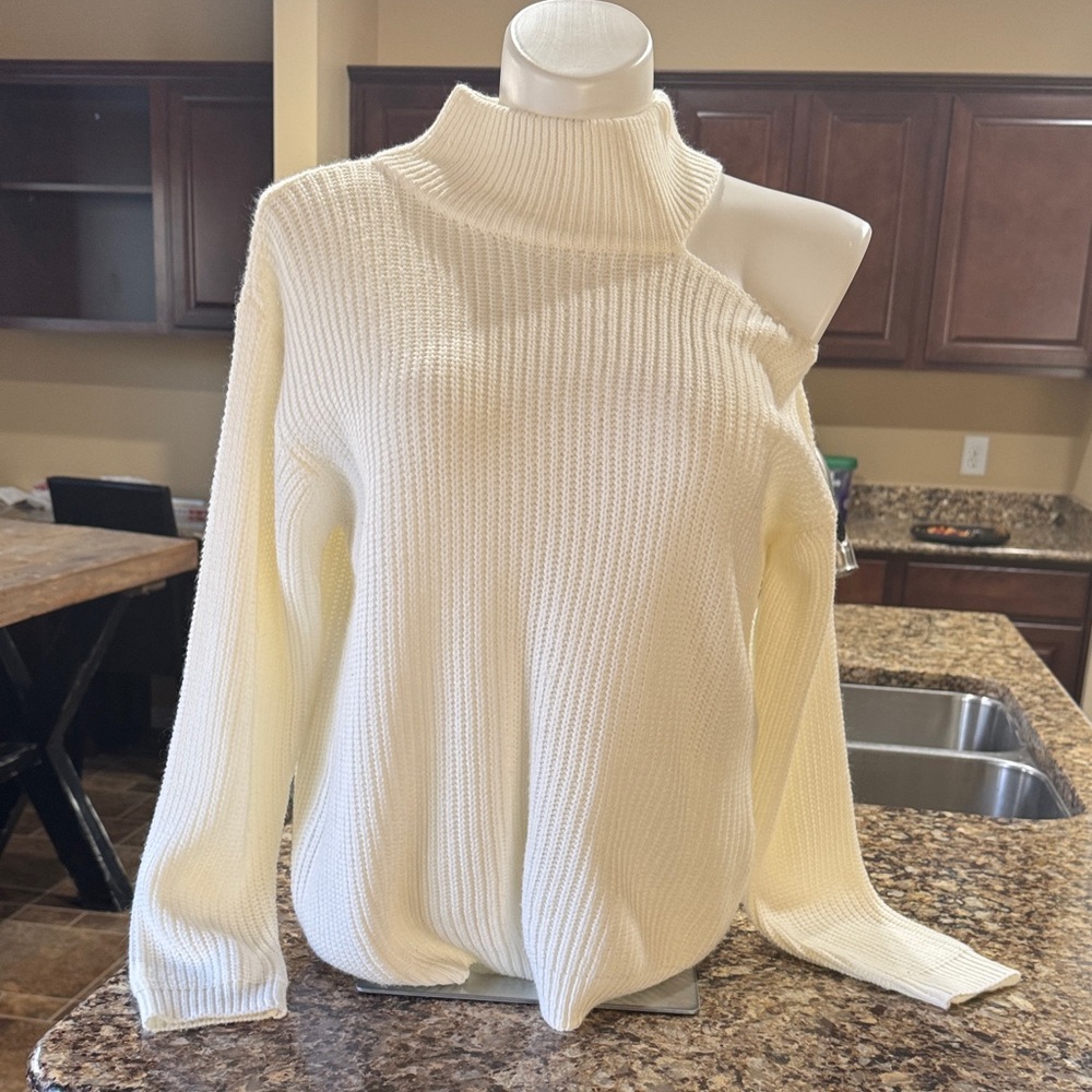 Vine & Love Off-Shoulder Ivory Sweaters